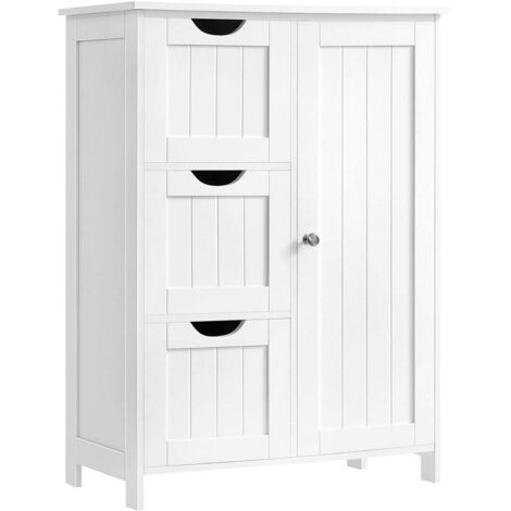 Vasagle – Meuble bas de salle de bain 3 tiroirs et 1 placard – Panneaux MDF – Dimensions 60 x 30 x 81 cm – Kit anti-basculement inclus