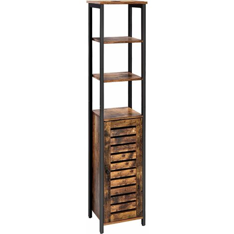 Vasagle – Meuble de rangement de salle de bain haut 167 cm – Armoire avec 3 étagères ouvertes et 1 placard – Style industriel en bois composite et fer