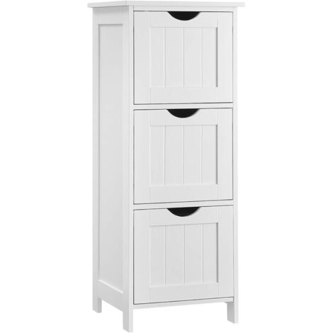 VASAGLE Meuble de Rangement, Tour à à 3 tiroirs, Placard 3 Niveaux, Colonne, 32 x 30 x 81 cm, pour Salle de Bain, Salon, Chambre, Cuisine, Style Nordique scandinave, Blanc Mat par SONGMICS BBC50WT