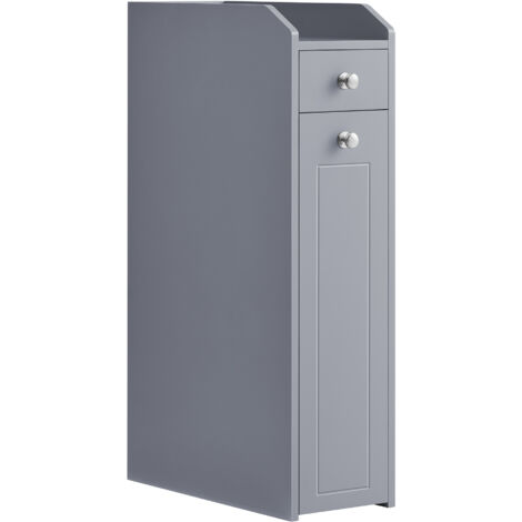 Vasagle – Petit meuble de salle de bains étroit – Rangement papier toilette – Dimensions 40x18x70 cm – Panneau MDF gris tourterelle