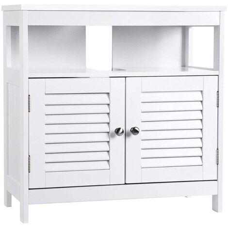 Vasagle – Meuble sous vasque blanc 60 x 30 x 60 cm – 2 compartiments – Matériaux anti-humidité – Montage guidé