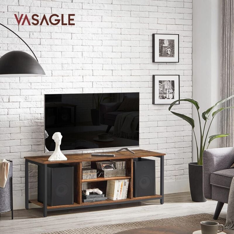 Songmics - vasagle Meuble tv pour Télévision Jusqu'à 60 Pouces, Support Télévision, avec Compartiments Ouverts, Étagères, pour Salon, Salle de Jeu,