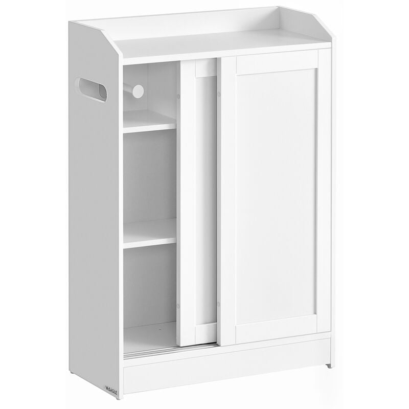 Meuble wc, Meuble Toilette, pour Salle de Bain, Rangement Papier Toilette, pour Brosse wc, Portes Coulissantes, Étagères Réglables, à Côté des wc, 20