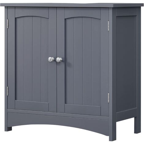 VASAGLE Mobile Sottolavabo per Bagno, Mobile da Bagno, Armadietto Sottolavandino con 2 Ante, Ripiano Regolabile, Spazioso, 60 x 30 x 60 cm, Grigio da SONGMICS