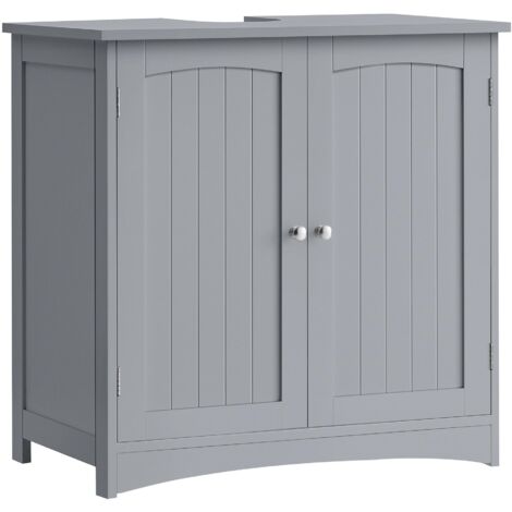 VASAGLE Mobile Sottolavabo per Bagno, Mobiletto da Bagno, Mobile Sottolavandino con 2 Ante, Ripiano Regolabile, Capiente, Stile Moderno, 40 x 70 x 70 cm, Grigio Tortora BBC011G01