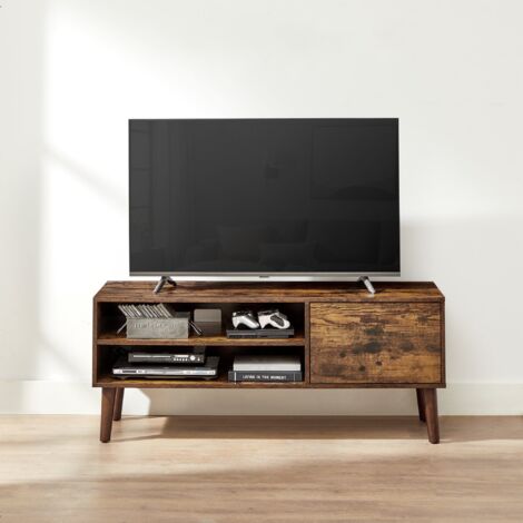 VASAGLE Mobile TV, Armadietto Stand TV, per TV fino a 55 pollici, Centro di Intrattenimento, Consolle da TV Metà del Secolo Moderno per Soggiorno, Camera da Letto, Lounge, Marrone Vintage