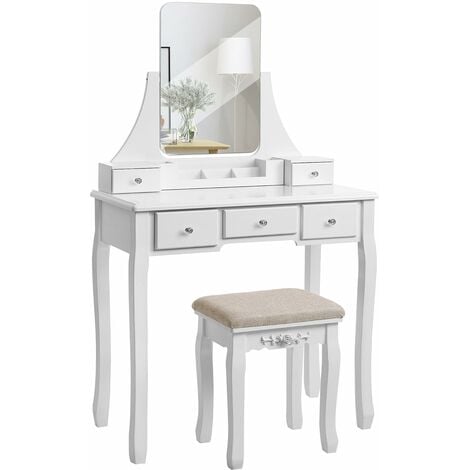 white wooden dressing table mirror