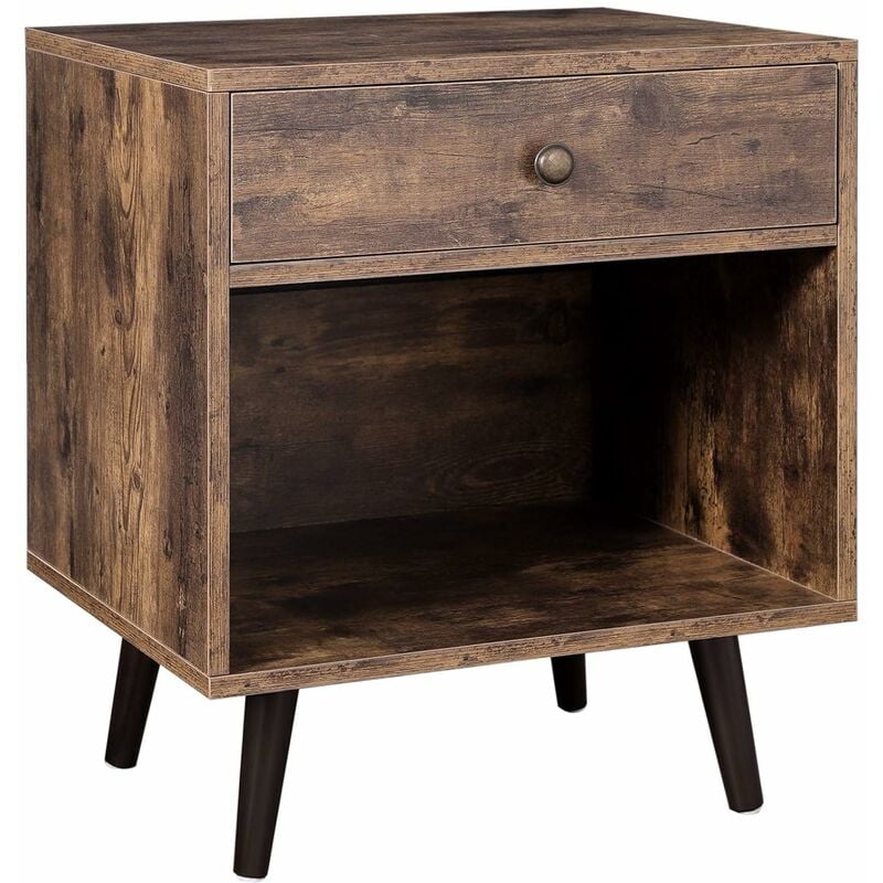 Vasagle Nightstand With Drawer And Open Compartment Small Bedside Table With Pinewood Legs For Living Room Bedroom 50 X 40 X 58 Cm Rustic Brown By Songmics Let71bx