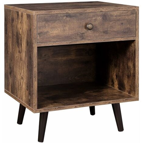 Vasagle Nightstand With Drawer And Open Compartment Small Bedside Table With Pinewood Legs For Living Room