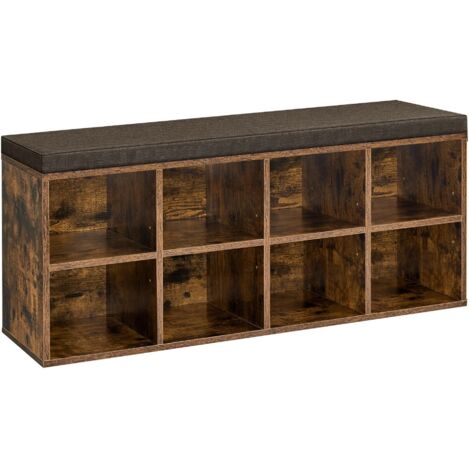 VASAGLE Panca Seduta, Scarpiera Ingresso con 8 Scomparti e 4 Ripiani Regolabili, Facile da Montare, per Corridoio, Camera da Letto, Marrone Vintage LHS238K01, 116 L x 48 H cm