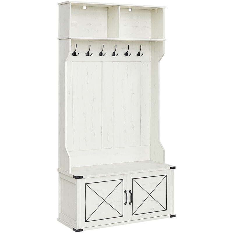 Vasagle - Porte-Manteau avec Banc et Armoire à Chaussures, Vestiaire d'Entrée, Meuble à Chaussures, 2 Compartiments Ouverts, 6 Crochets Triples, pour