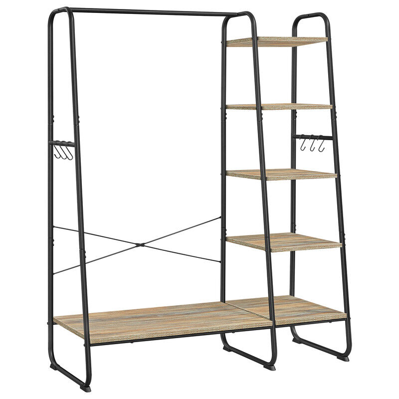 Vasagle - Porte-manteau sur Pieds, Meuble Chaussure Entrée, Vestiaire, avec 5 Étagèress de Rangement, 6 Crochets, pour Chambre, Salon, Couloir, Style Vasagle - Porte-manteau sur Pieds, Meuble Chaussure Entrée, Vestiaire, avec 5 Étagèress de Rangement, 6 Crochets, pour Chambre, Salon, Couloir, Style