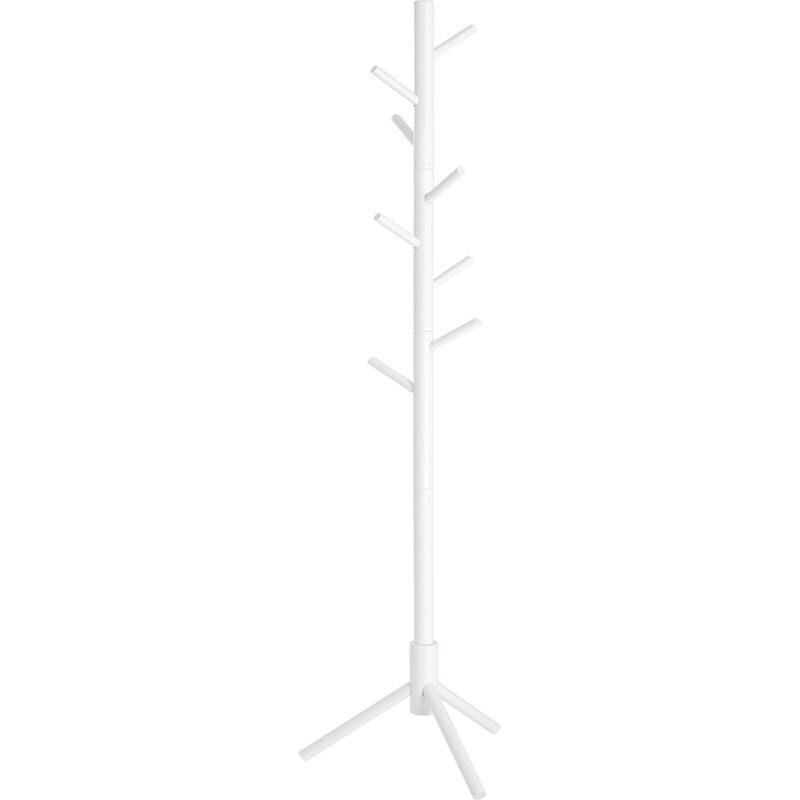 VASAGLE Portemanteau en Bois Massif, Porte-vêtement, avec 8 Crochets pour vêtements, Sacs, Veste, pour entrée, Couloir, Blanc par SONGMICS RCR04WT
