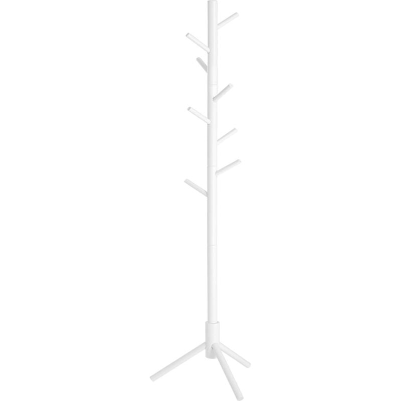 Songmics - vasagle Portemanteau en Bois Massif, Porte-vêtement, avec 8 Crochets pour vêtements, Sacs, Veste, pour entrée, Couloir, Blanc par RCR04WT