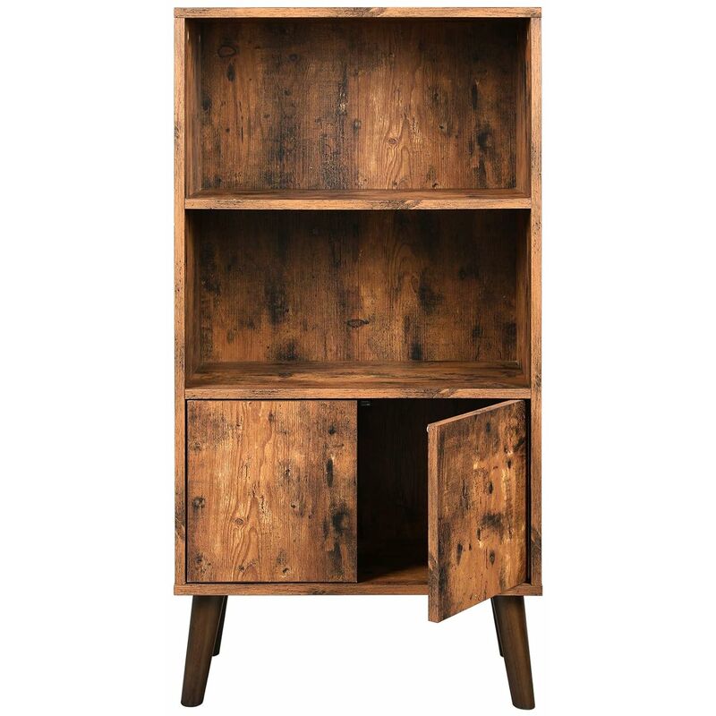 Vasagle Retro Bookcase 2 Tier Bookshelf With Doors Storage