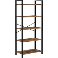 Marrone Vintage e Nero LLS047B01 per Soggiorno Studio Libreria con Struttura in Acciaio Ufficio Corridoio VASAGLE Scaffale Portaoggetti a 5 Ripiani in Stile Industriale