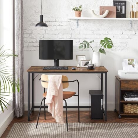VASAGLE Scrivania per Computer, Postazione Lavoro, Scrivania da Ufficio, Studio Camera da Letto 60 x 120 x 76 cm, Stile Industriale, Struttura Metallica, Marrone Vintage e Nero Inchiostro