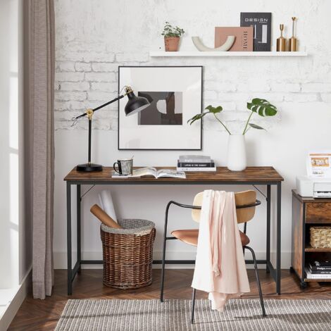 VASAGLE Scrivania per Computer, Postazione Lavoro, Scrivania da Ufficio, Studio Camera da Letto 60 x 140 x 76 cm, Stile Industriale, Struttura Metallica, Marrone Vintage e Nero Inchiostro