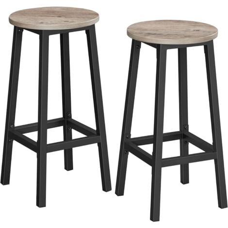 VASAGLE Set di 2 Sgabelli Alti, Sgabelli da Bar, Sgabelli Cucina, Telaio in Acciaio Resistente, Altezza 65 cm, Assemblaggio Facile, Stile Industriale, Greige e Nero da SONGMICS
