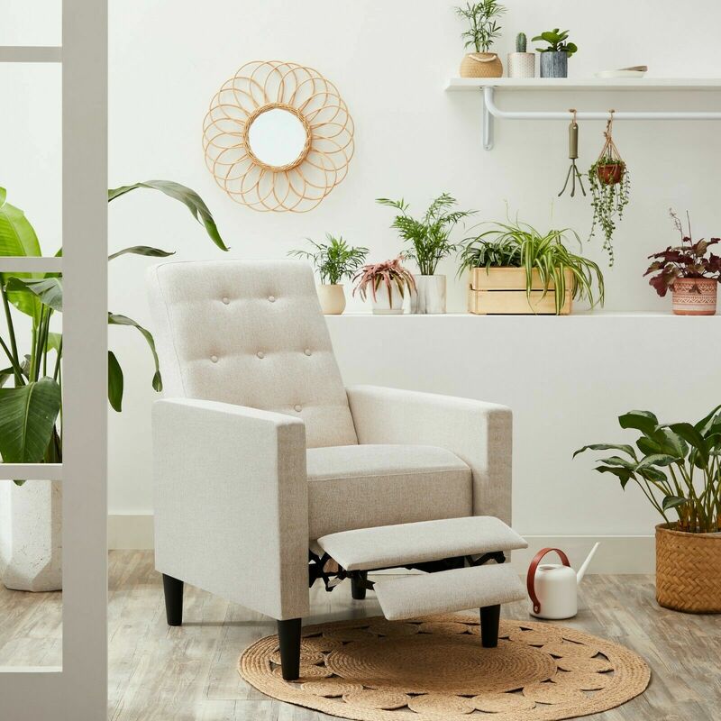 

VASAGLE Sillón reclinable, Sillón de tela, Sillón con asiento acolchado, Respaldo reclinable, Reposapiés, Reposabrazos, Sofá moderno de siglo medio,