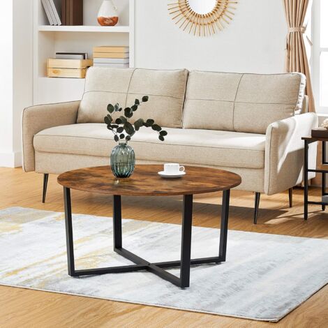 Vasagle – Table basse ronde 88x47 cm en bois aggloméré et métal noir – Style industriel – Capacité 100 kg – Montage facile – LCT88X