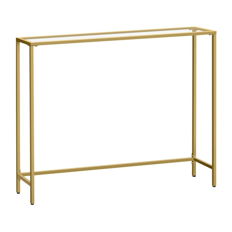 Vasagle - Table Console, Table d'Entrée, Bout de Canapé, Dessus de Table en Verre Trempé, Montage Facile, Pieds Réglables, pour Salon, Entrée,