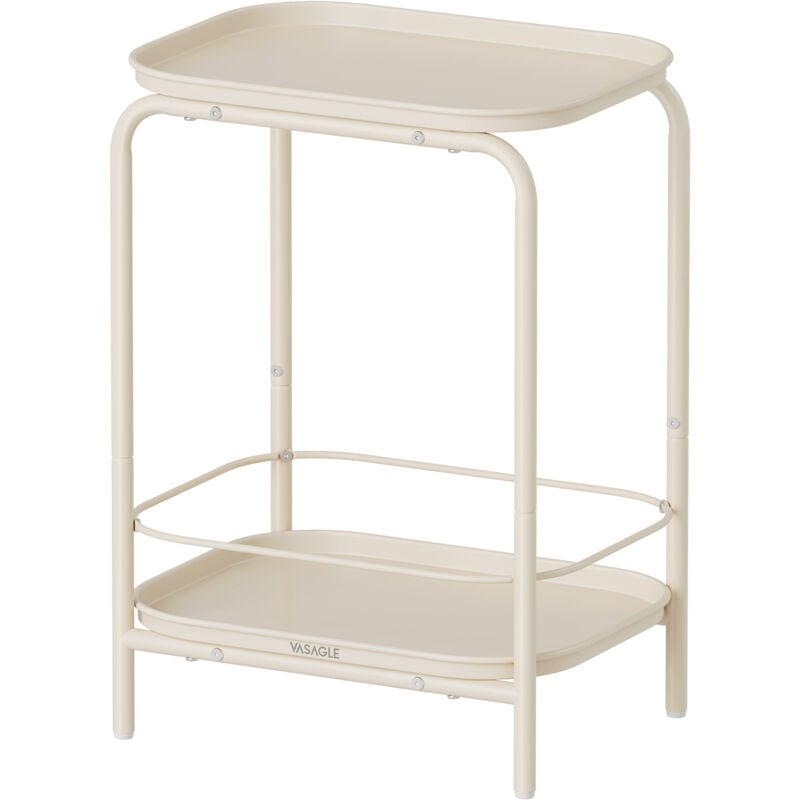 Vasagle - Table d'Appoint à 2 Niveaux, Petite Table Basse en Métal, Table de Chevet avec Plateau, Style Moderne, Utilisation Intérieure et