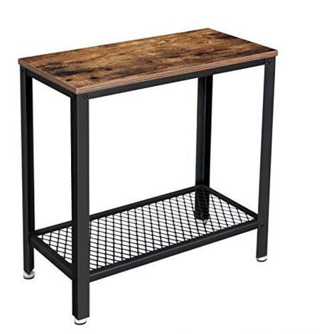 VASAGLE Table d'appoint, Table de Chevet, Style Industriel, Montage Facile, Gain de Place, avec Étagère en Treillis, pour Salon, Chambre, Couloir, 60 x 30 x 60 cm, Étroit, Fer, Vintage par