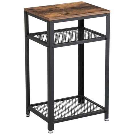 Vasagle – Table d'appoint vintage 45x35x75cm en panneau de particules et fer – Casier ouvert et étagère en treillis – LET75BX