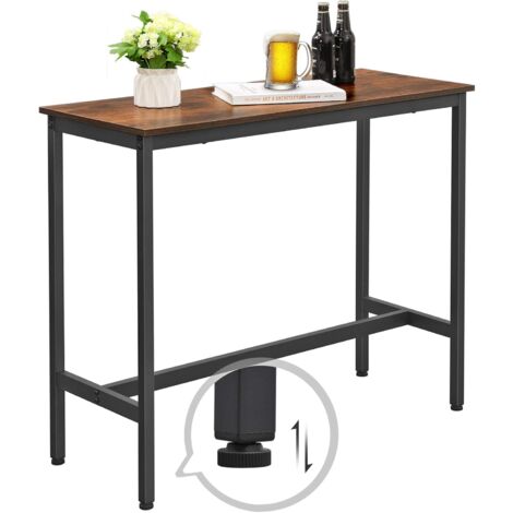 Vasagle – Table haute 100 x 40 x 90 cm – Cadre en acier – Finition marron rustique – Montage rapide en 10 minutes – Pour petits espaces