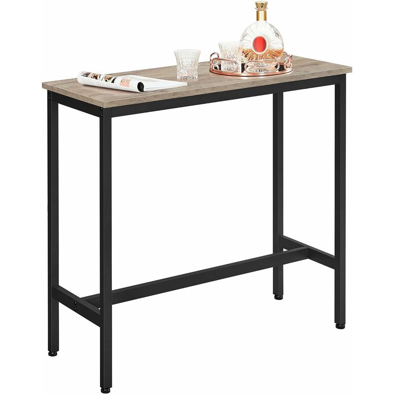 vasagle - table de bar, table haute fine, table de cuisine, table de salle à manger, avec cadre métallique robuste, 100 x 40 x 90 cm, montage facile,