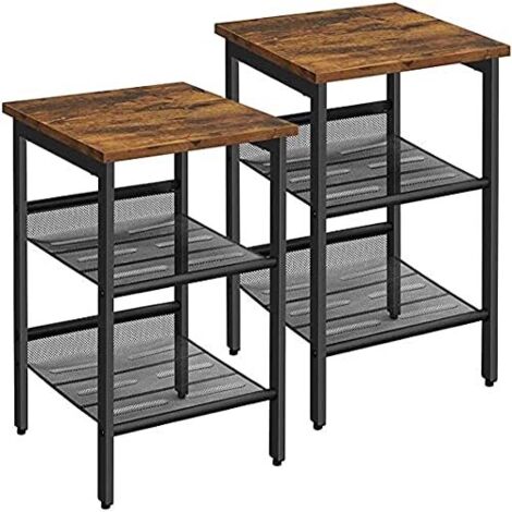 VASAGLE Table de Chevet, Bout de Canapé, Set de 2, Table d'Appoint de Style Industriel, Grand Espace de Rangement, Montage Facile, pour Salon, Chambre, Couloir, Bureau, Rétro par SONGMICS LET24X
