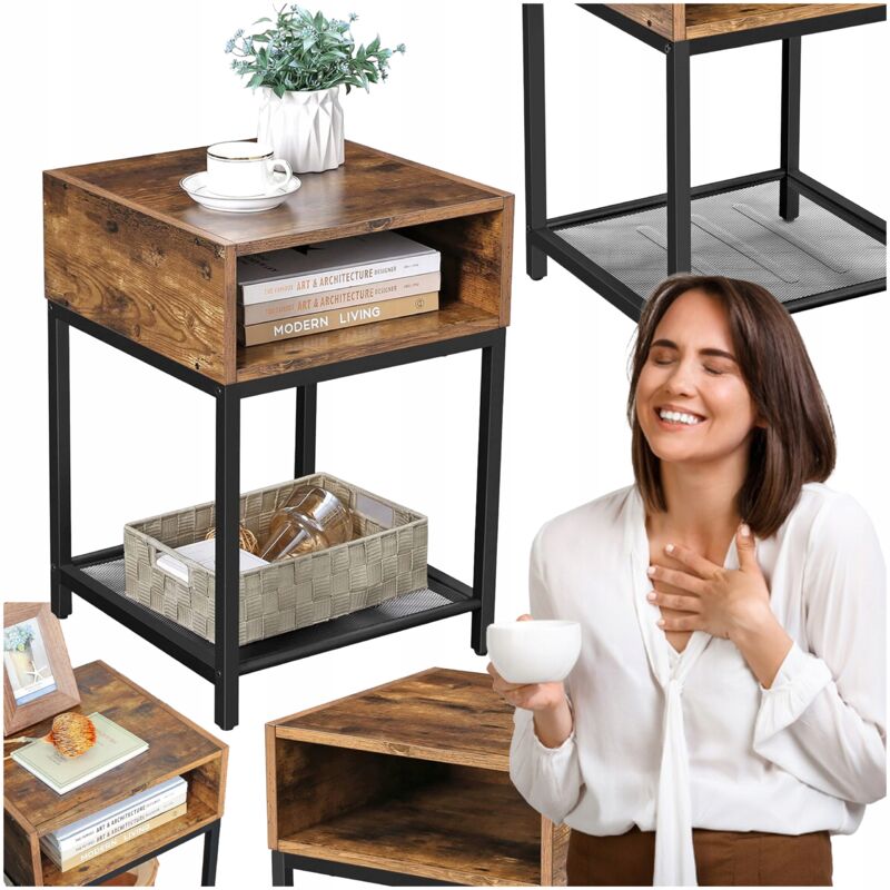 Table basse, table de chevet, canapé, fleurs, 3 ÉTAGÈRES CARRÉES