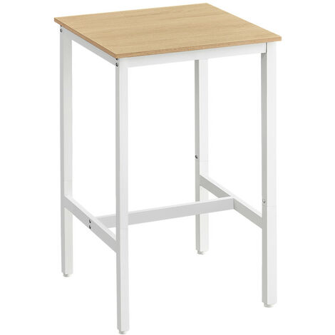 Vasagle – Table haute carrée 60 x 60 x 92 cm – Cadre en acier – Capacité 100 kg – Montage rapide – Pour cuisine et salon – Style industriel blanc