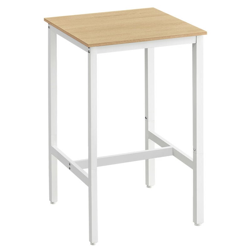 Songmics - vasagle Table Haute, Table de Bar Carrée, Cadre en Acier, 60 x 60 x 92 cm, Montage Facile, pour Cuisine, Salon, Style Industriel, Blanc