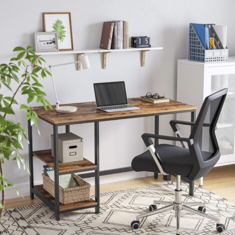 Vasagle Bureau D Ordinateur Au Design Industriel Pour Table De Bureau Avec 2 Tablettes Sur Le