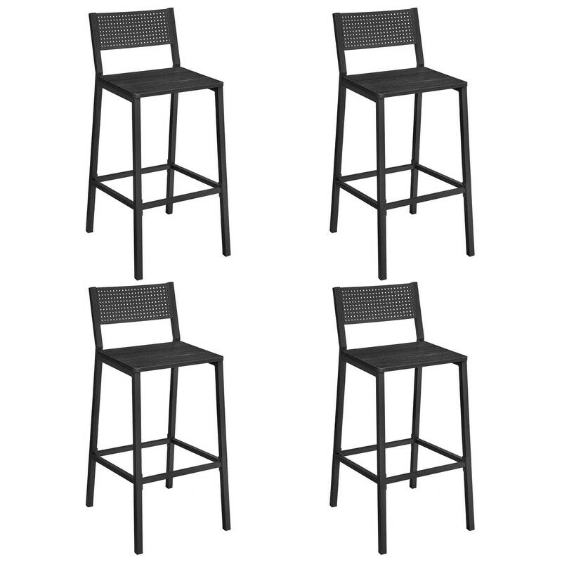 Vasagle - Tabourets de Bar, Lot de 4 Chaises de Bar, Sièges Cuisine, Salle à Manger, Bureau, Style Industriel, Noir