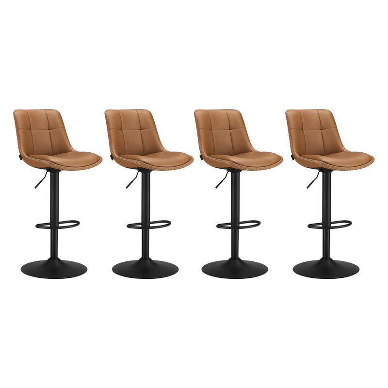 Vasagle - Tabourets de Bar, Lot de 4, Chaise de Cuisine, Siège Pivotant à Hauteur Réglable, Matelassé, en pu, avec Dossier et Repose-Pieds, Salle à