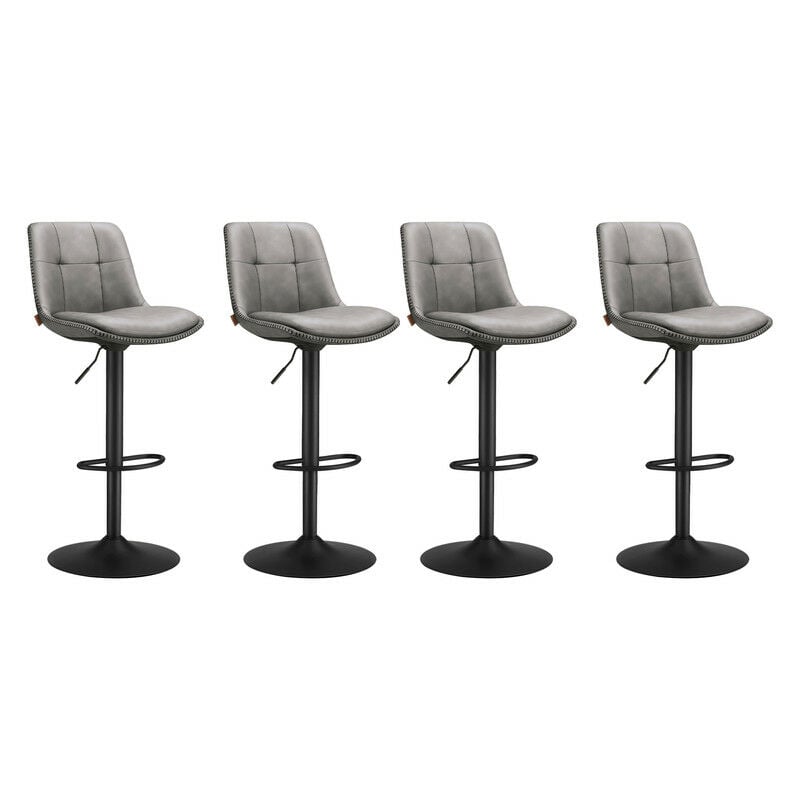 Vasagle - Tabourets de Bar, Lot de 4, Chaise de Cuisine, Siège Pivotant à Hauteur Réglable, Matelassé, en pu, avec Dossier et Repose-Pieds, Salle à