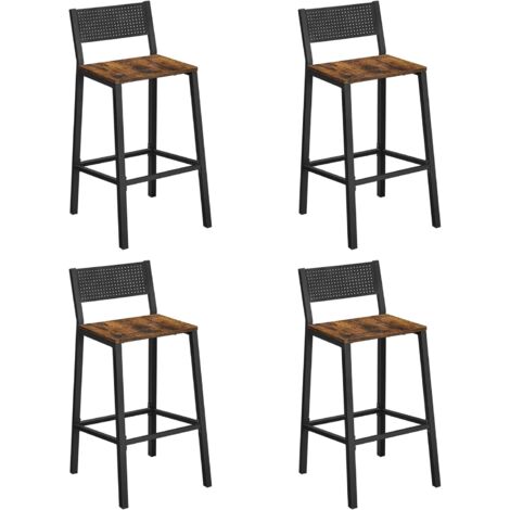 Vasagle – Lot de 4 tabourets de bar style industriel – Panneau d’aggloméré marron rustique et métal noir – Hauteur 97,2 cm – Capacité 130 kg