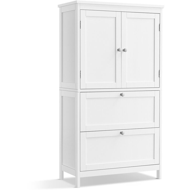 Songmics - calicosy - Petit meuble de rangement 2 portes et 2 tiroirs blanc - H110 cm