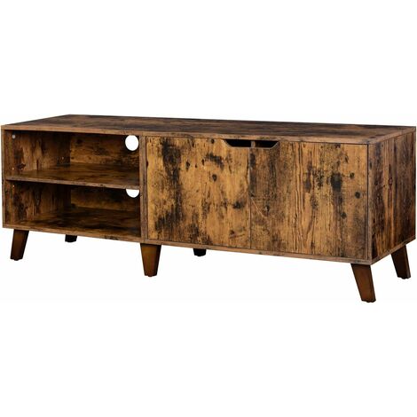 VASAGLE TV-Schrank, Fernsehtisch mit 2 Türen, TV-Regal für Fernseher bis zu 60 Zoll, Fernsehschrank mit verstellbaren Ablagen, für Wohnzimmer, Esszimmer und Schlafzimmer, Vintagebraun von SONGMICS LTV - Vintagebraun