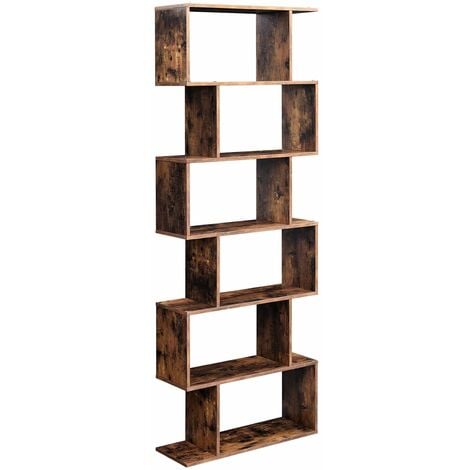 main image of "VASAGLE Wooden Bookcase, Cube Display Shelf and Room Divider, Freestanding Decorative Storage Shelving, 6-Tier Bookshelf, Rustic Brown by SONGMICS LBC61BX - Rustic Brown"