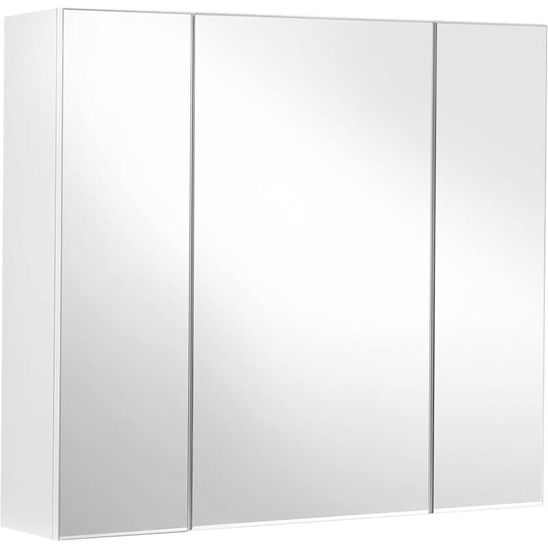 VASAGLE Spiegelschrank, Badezimmerschrank, Aufbewahrungsschrank mit 3 Türen, 60 x 15 x 55 cm, mit verstellbaren Regalebenen, modern, weiß von  - Onlineshop ManoMano