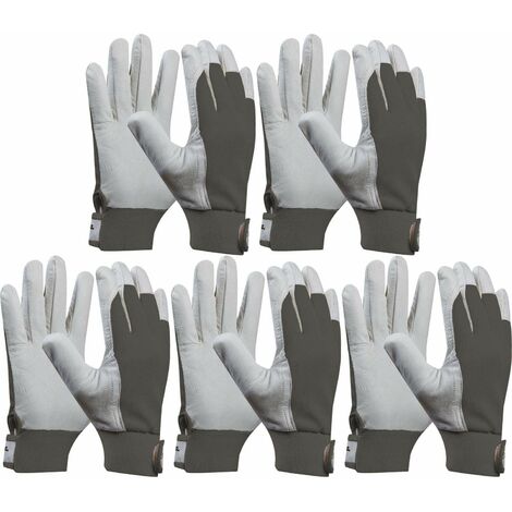vasalat 101175402SB5 Guanti da lavoro, grigio/bianco, XL (confezione da 10)