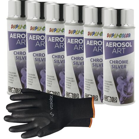 vasalat Dupli-Color Chrom Lackspray Hochglanz - Chrom Spray mit guter Deckkraft - Lackspray Effekt für Metall, Kunststoff und Holz - Sprühfarbe, 6 Stück