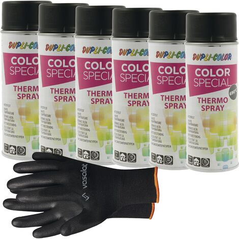 vasalat Dupli-Color Lackspray Hitzebeständig schwarz zum Renovieren, Ausbessern und Verschönern - hochtemperaturbeständiger Hitzelack, 6 Stück