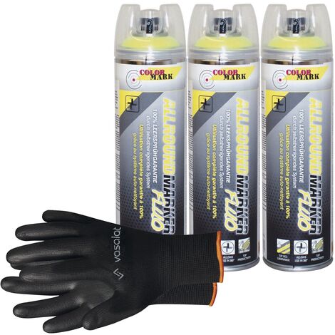 vasalat Dupli-Color Markierungsspray mit 360 Grad Ventil Set - Markierspray Neon gelb für professionelle Markierungen, 3 Stück