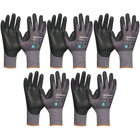 vasalat Guanti con gommini – Guanti di montaggio taglia 8 – Guanti da lavoro Gebol Multiflex robusti e traspiranti – 5 paia