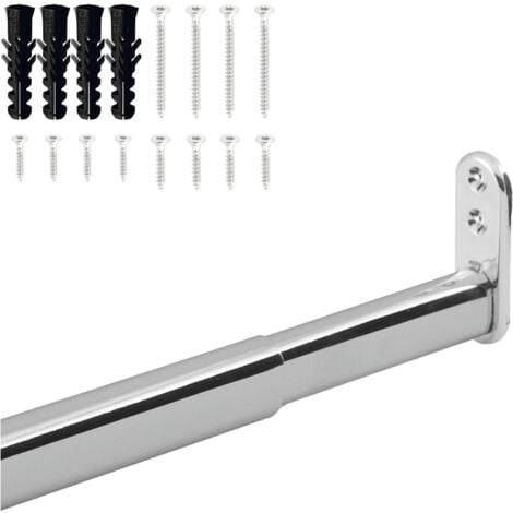 vasalat Kleiderstange ausziehbar 40-60 cm, robust & vielseitig - ausziehbare Kleiderstange, Garderobenstange bis 20kg belastbar - Schrankrohr ausziehbar mit Halterung